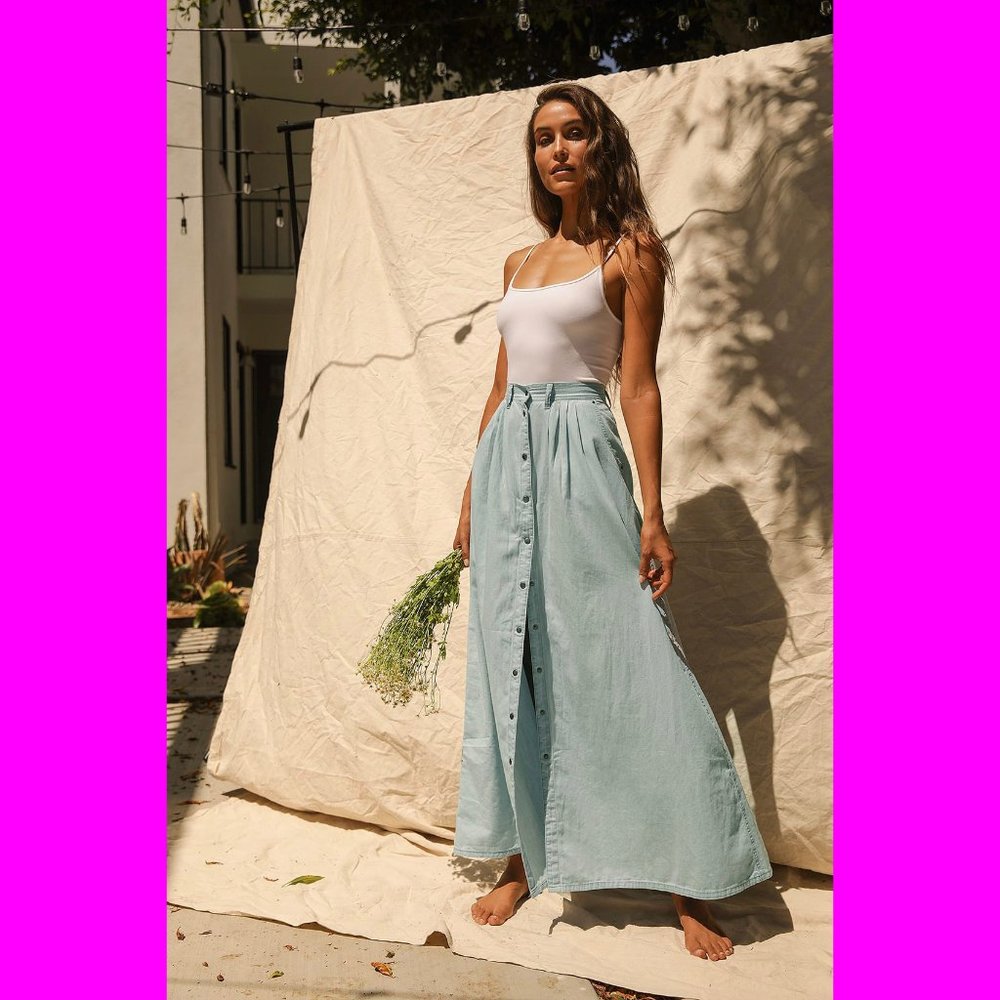 Pistola Blue Chambray Maxi Skirt XS